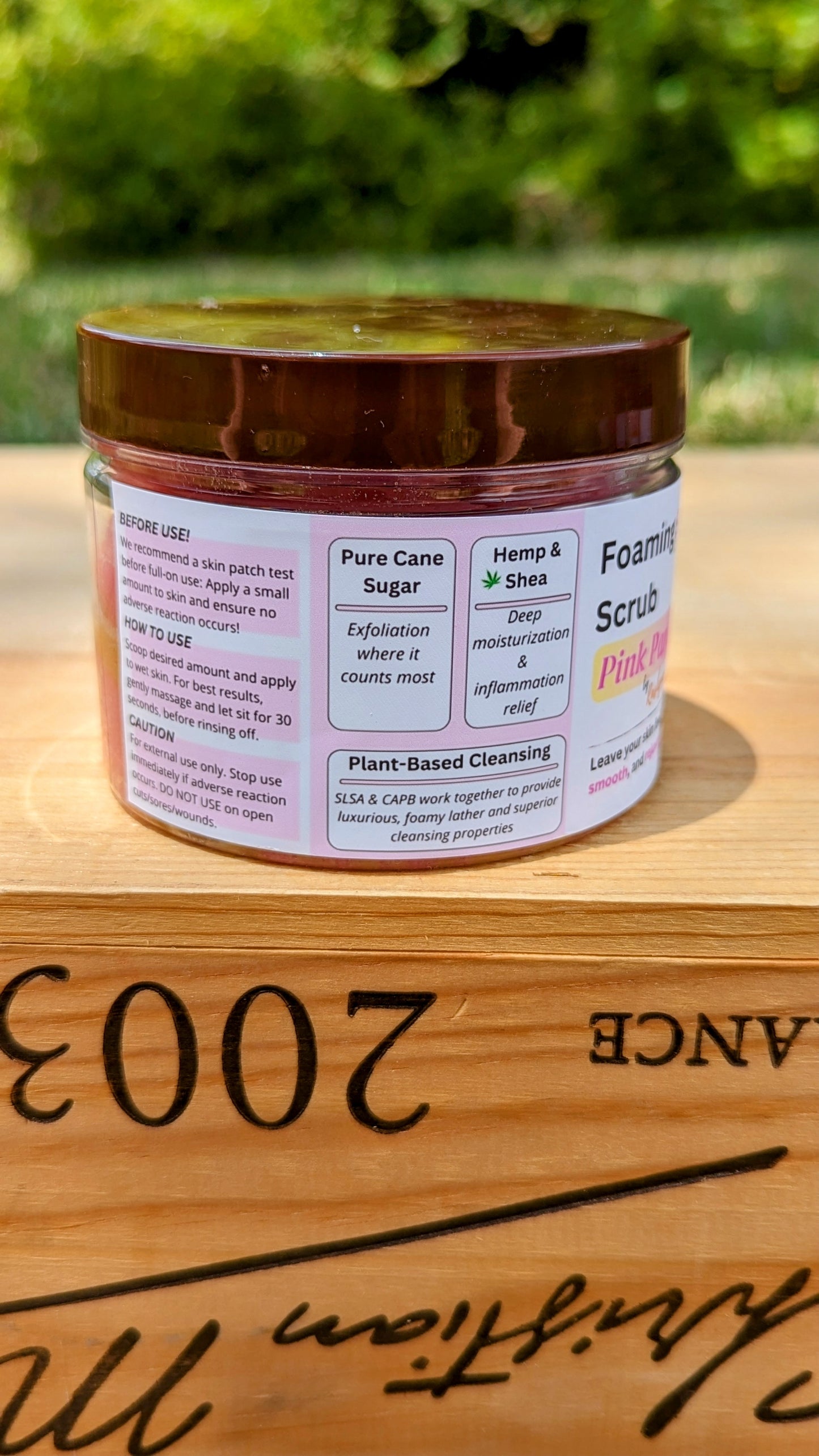 Pink Paradise Foaming Sugar Scrub Emulsified Hemp Shea Butter Exfoliation Moisturizing Natural Plant Based Ingredients Vitimin E