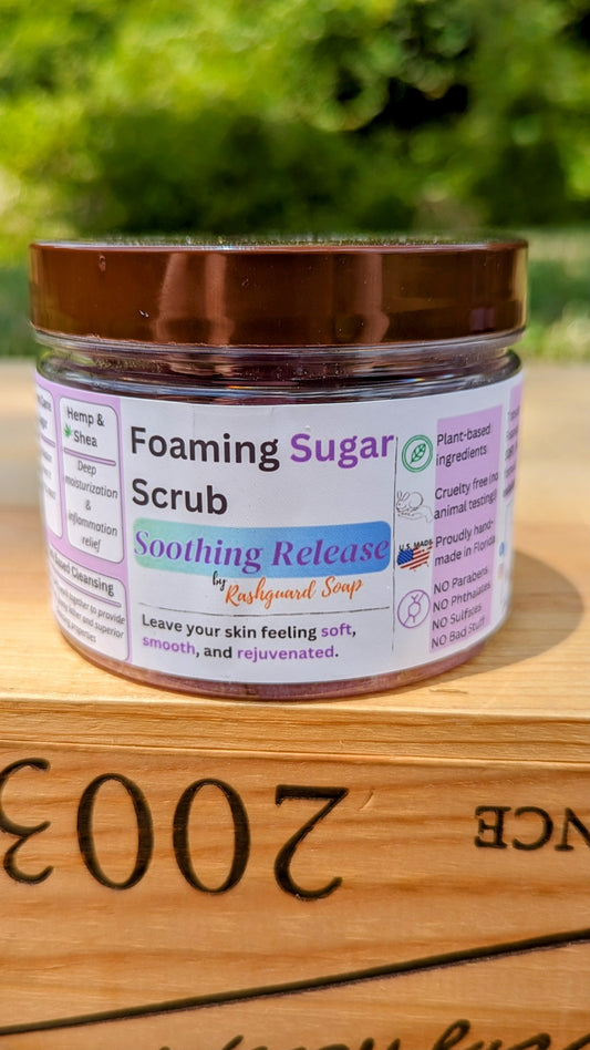 Soothing Release Foaming Sugar Scrub Emulsified Hemp Shea Butter Exfoliation Moisturizing Natural Plant Based Ingredients Vitimin E